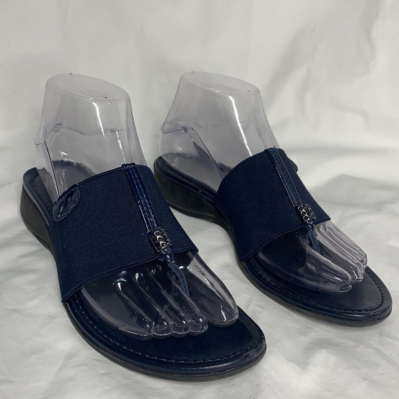 🔥1/2 of Summer Sale!🔥 ANNE KLEIN Dark Blue SPORT Stretch SANDALS - Picture 2 of 10